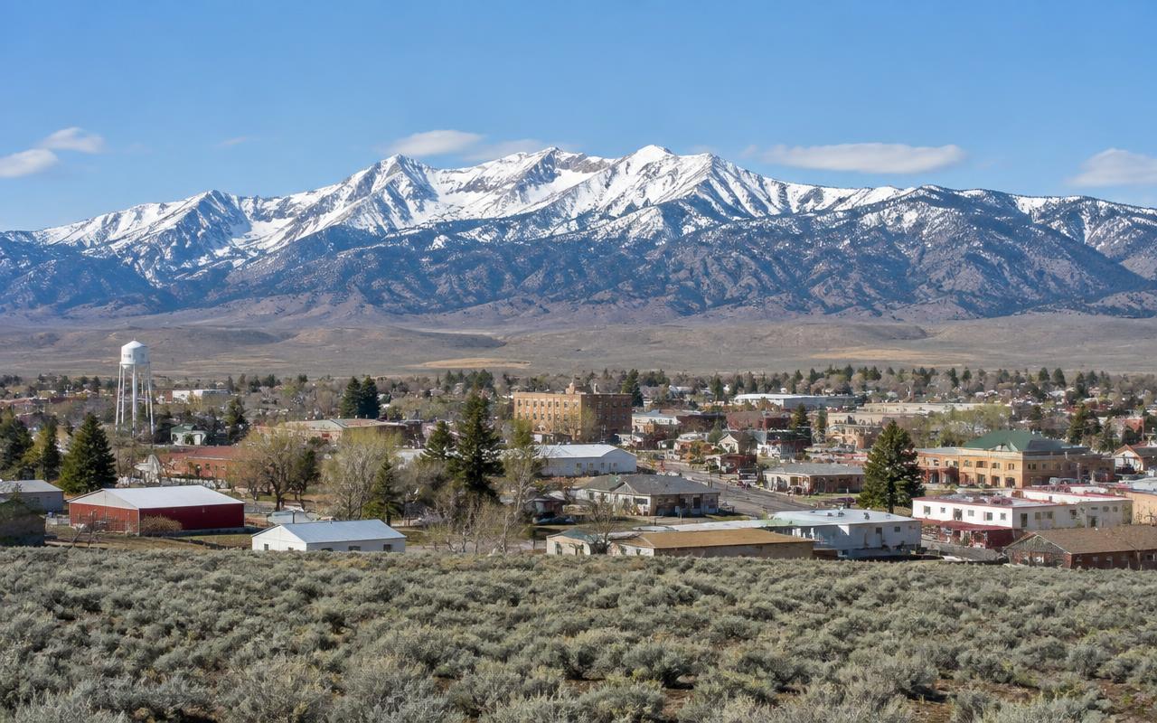 Elko, Nevada with the Ruby Mountains behind it
