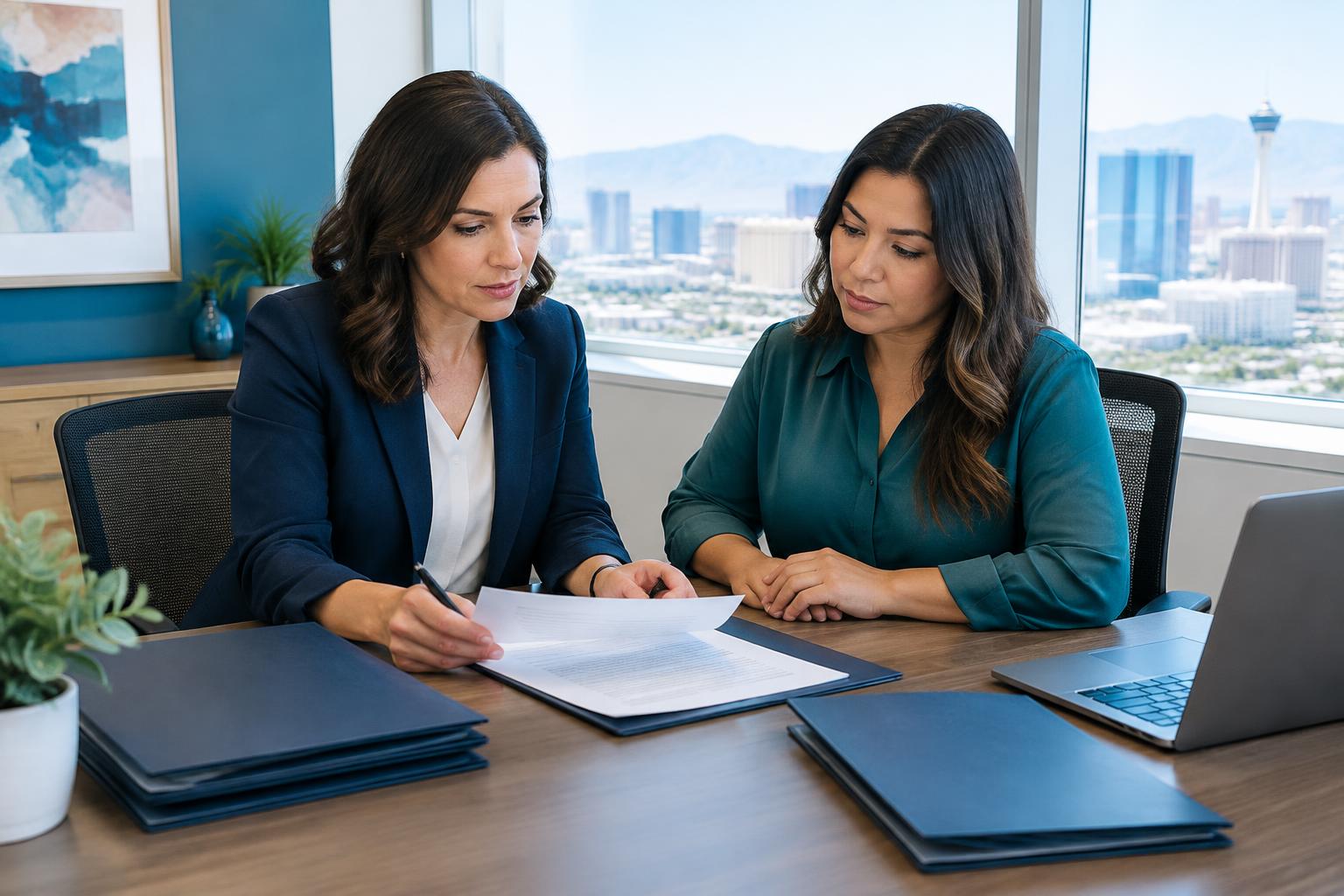 Healthcare administration professionals reviewing a confidentiality agreement