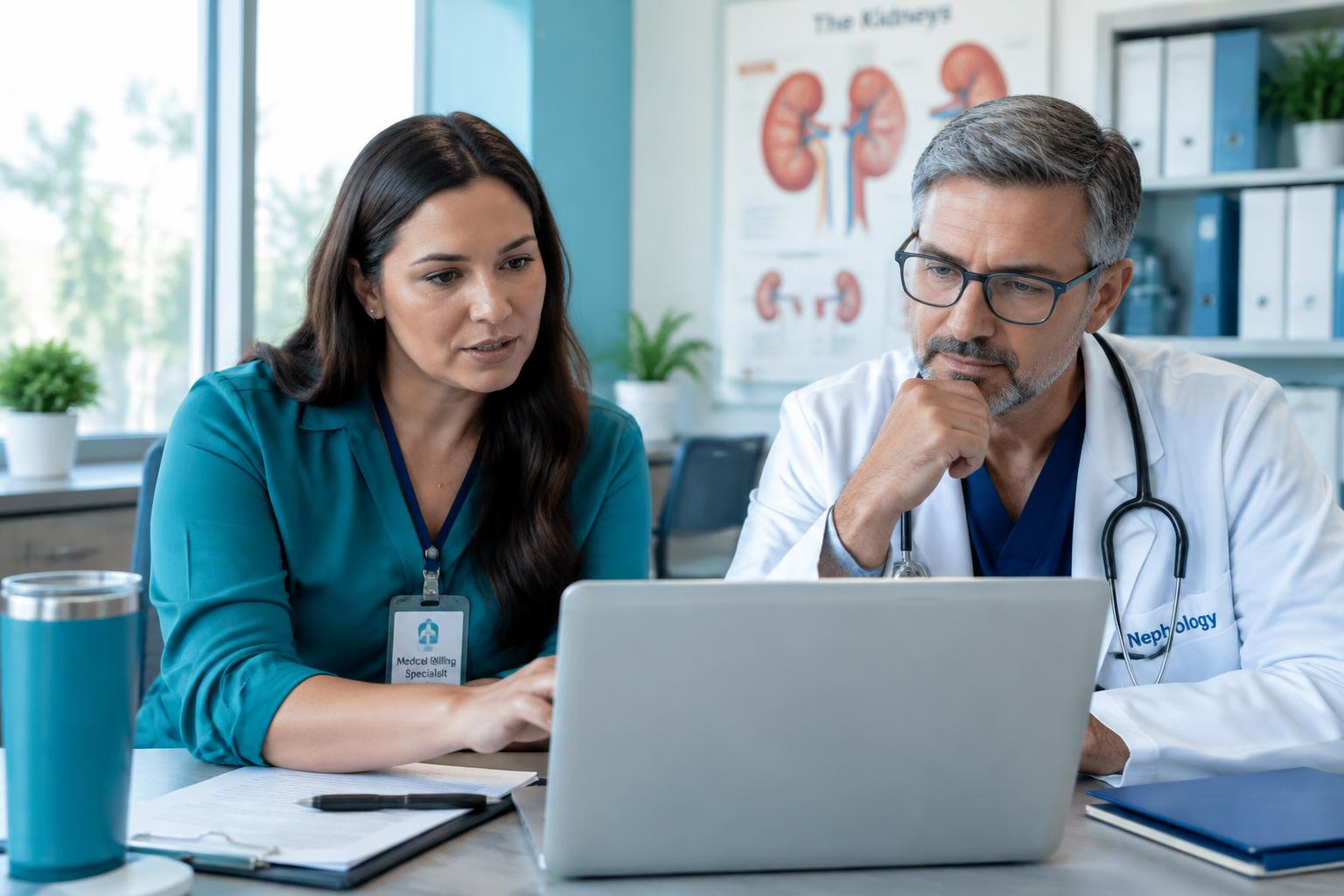 Nephrology billing team reviewing dialysis, MCP and CKD claims